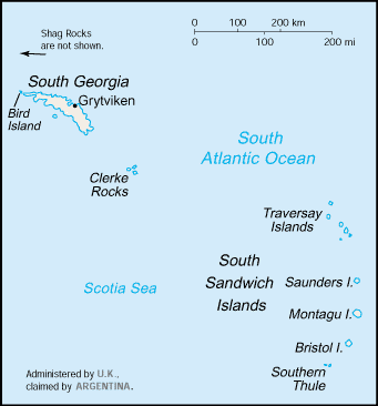 Map of South Georgia and the South Sandwich Islands