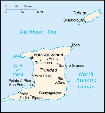 Map of Trinidad and Tobago