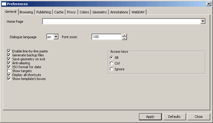 Configuracin original de Amaya (en ingls)