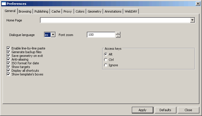 Configuracin modificada de Amaya (todava en ingls)