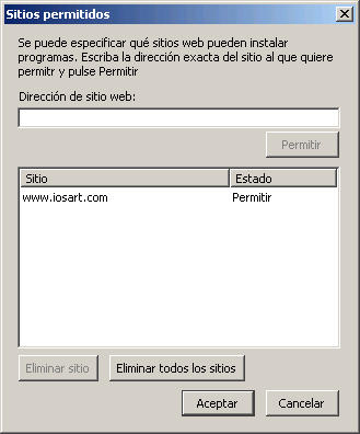 Firefox. Men Herramientas > Preferencias > Caractersticas web > Sitios permitidos