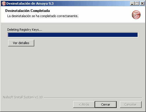 Desinstalacin de Amaya - Desinstalacin terminada