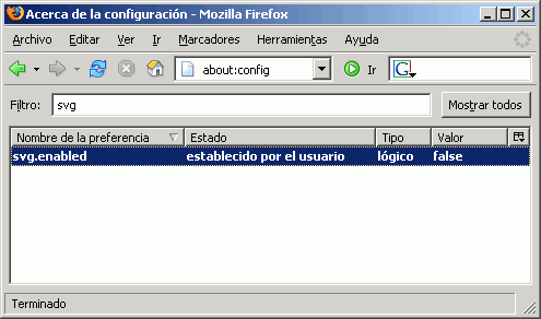 Adobe SVGViewer en Firefox about:config