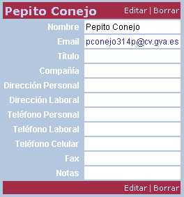 CorreoCV - Examinar el contacto recién agregado CorreoCV - Examinar el contacto recién agregado