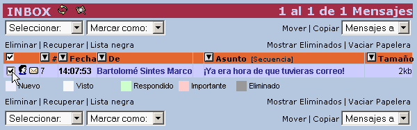 CorreoCV - Marcar mensajes a mover CorreoCV - Marcar mensajes a mover