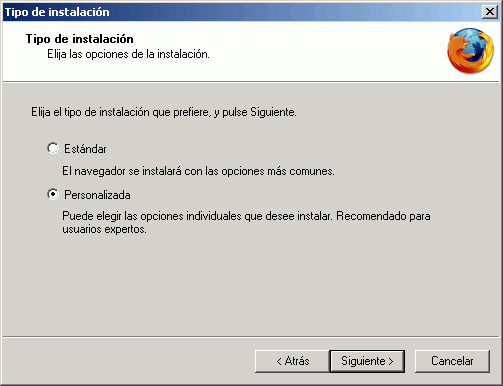 Firefox - Instalacin - Tipo de instalacin
