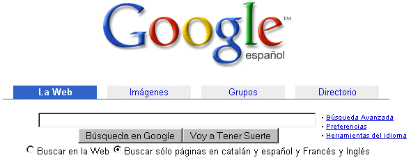 Google - Pantalla principal en castellano