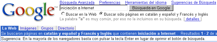 Google - Resultados de la bsqueda - Parte superior