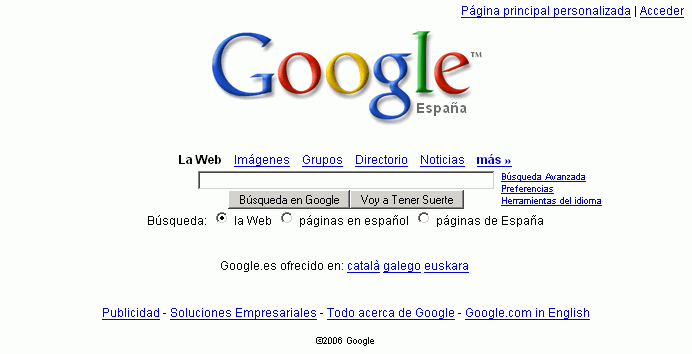 Google - Pagina de inicio de Google Espaa