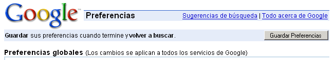 Google - Preferencias globales