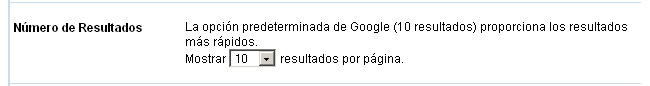 Google - Preferencias Globales - Nmero de resultados