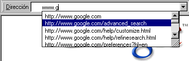 Internet Explorer 5.5 - Direcciones anteriores
