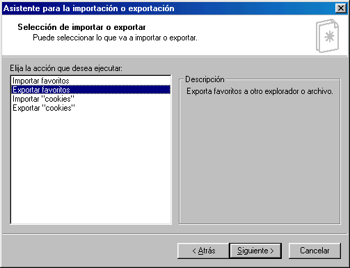 Internet Explorer 5.5 - Exportar favoritos - Paso 2