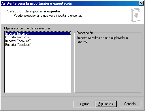 Internet Explorer 5.5 - Importar favoritos - Paso 3