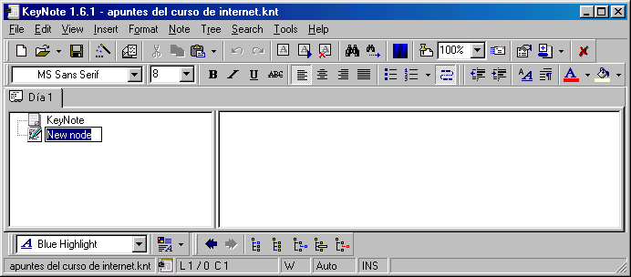 KeyNote - Utilizar - Crear un nuevo nodo 1