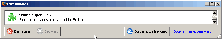 StumbleUpon - plug-in instalado en Firefox